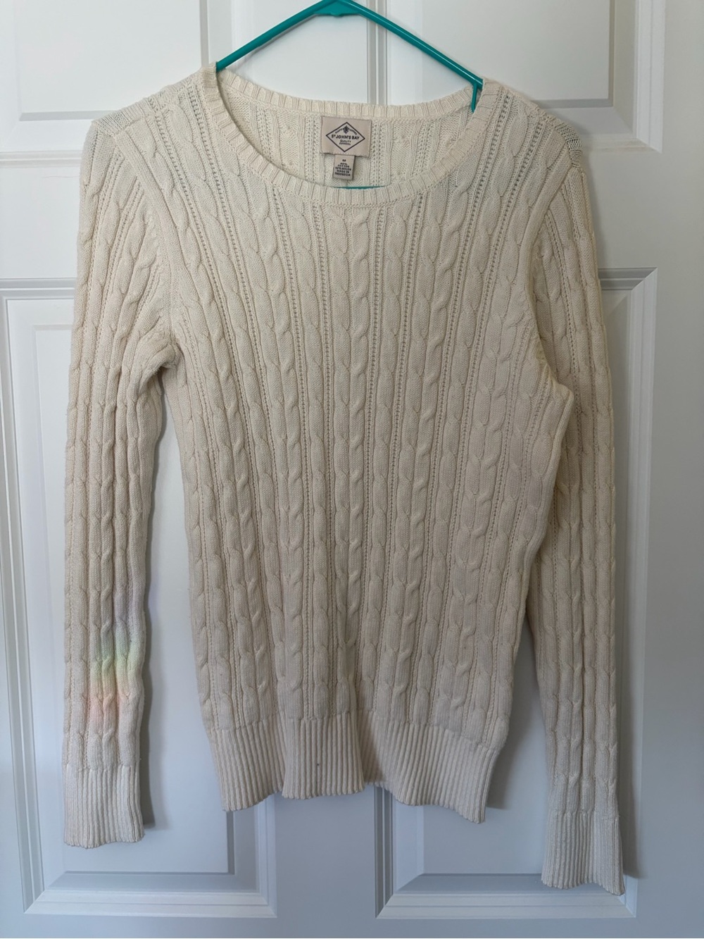 St. John's Bay Cream Cable-Knit Crewneck Sweater